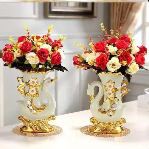 电视柜上摆放的装饰品高端花瓶欧式摆件奢华高档客厅两边摆设花