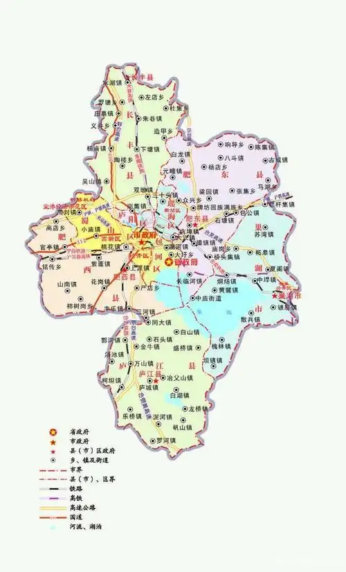 合肥市行政区划地图,合肥市人口突破800万,超越济南