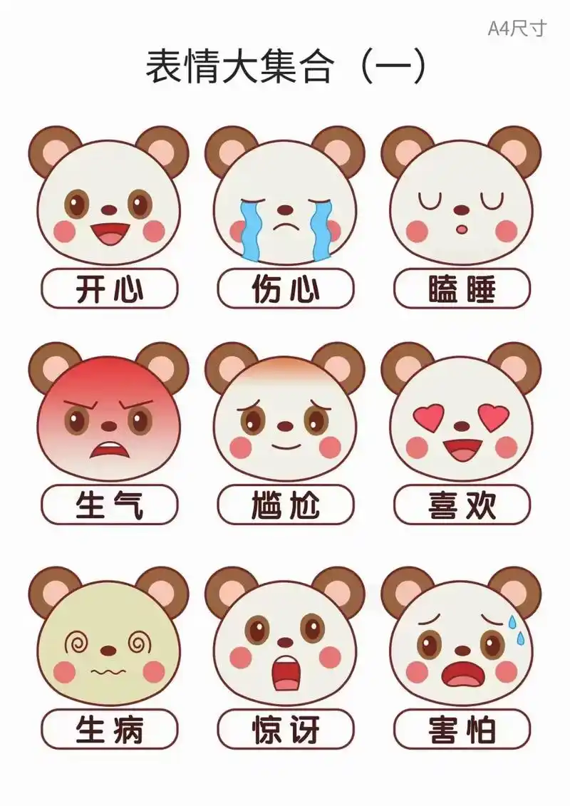 开心难过害怕生气四种表情视频幼儿园
