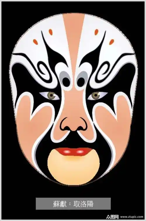 白色京剧脸谱人物矢量素材