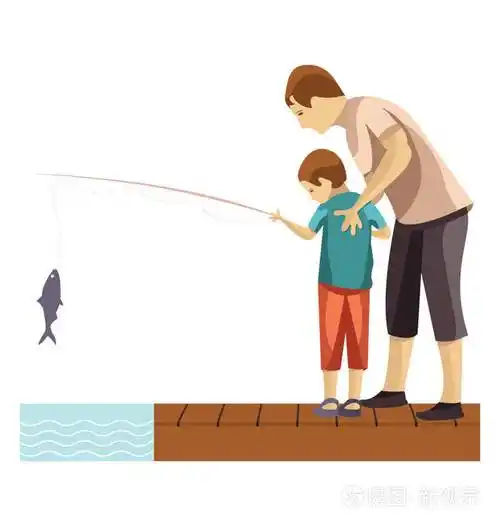 爸爸和儿子一起钓鱼
