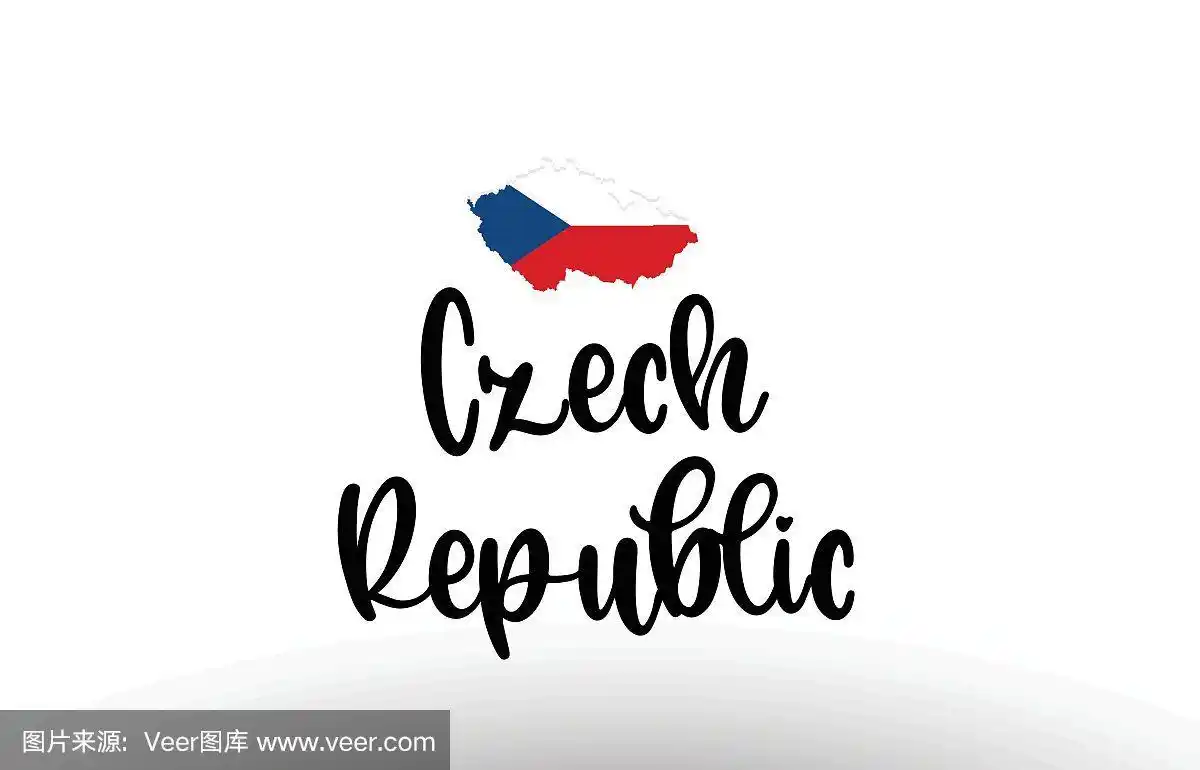 捷克共和国国家大字带旗内地图概念