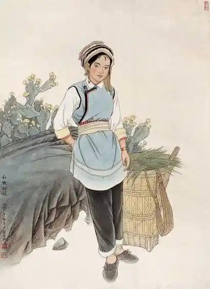 谢良平 1989年作 白族姑娘 立轴