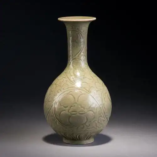 宋 耀州窑刻花撇口瓶-【成交 价格 图片】