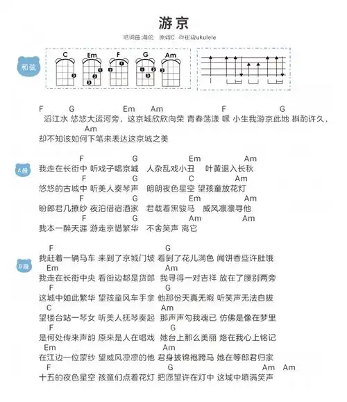 海伦《游京》尤克里里谱|酷玩吉他|扒谱制谱,品质吉