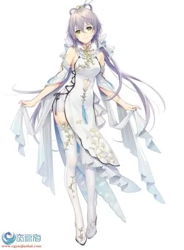 二次元mmd绝美白色旗袍洛天依角色模型资源pmx格式3d素材资源