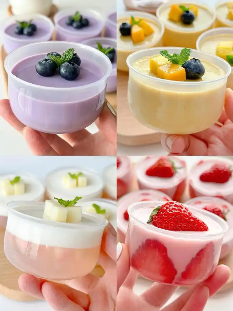 免烤箱73自制水果牛奶布丁98入口即化||免烤箱73自制水果牛奶