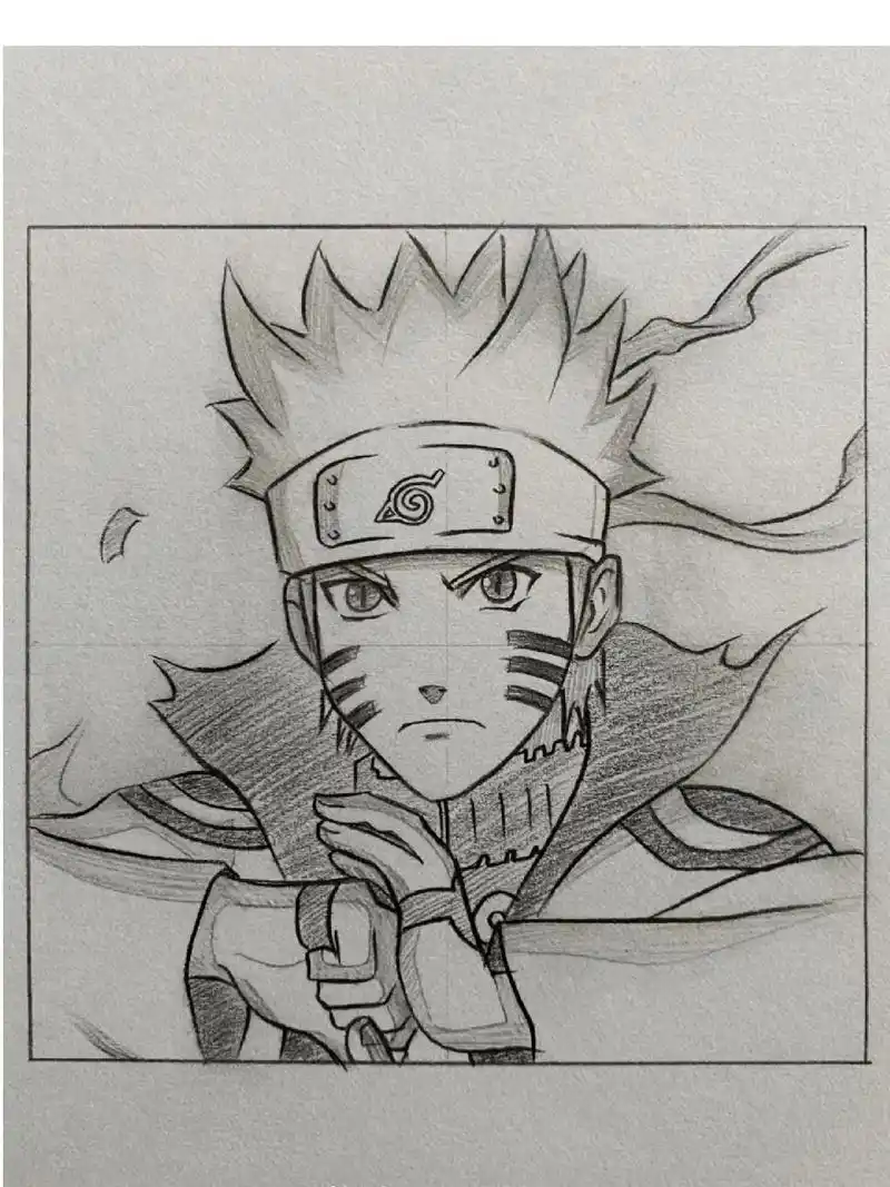 九喇嘛鸣人手绘#火影迷 #动漫手绘 #鸣人 - 抖音