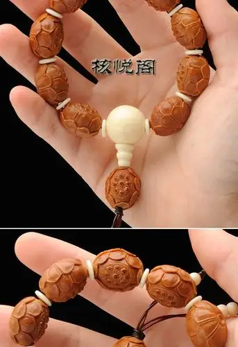 橄榄核雕手串南工苏工九品莲花橄榄核手串包邮送荷叶鱼单籽
