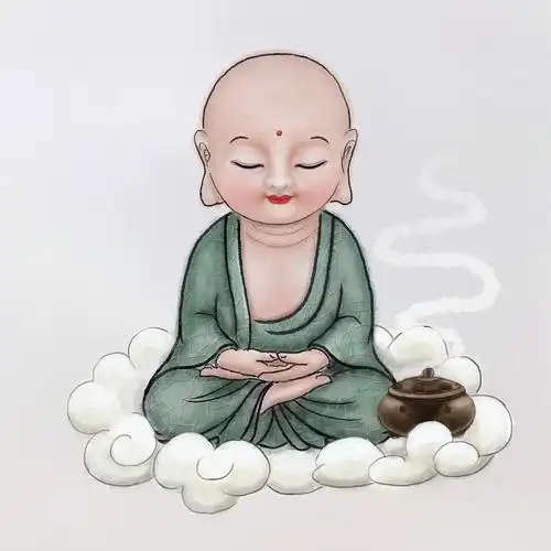 进入禅定的禅意小和尚图片