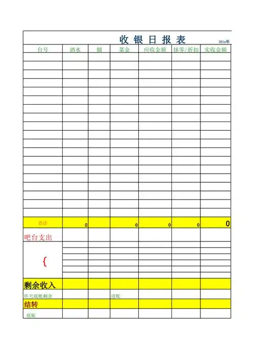 收银日报表表格模板