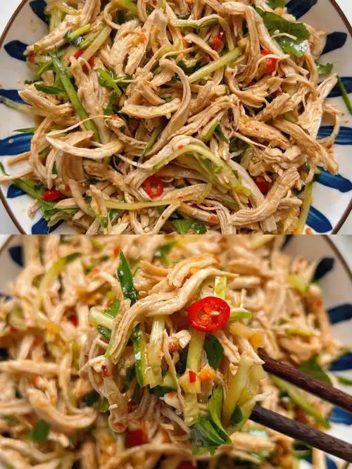 今天解锁了鸡胸肉的新吃法97凉拌黄瓜鸡丝,酸辣爽口,超级入味,做法