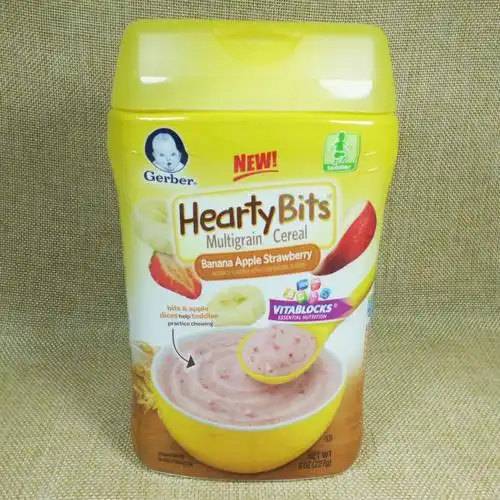 新包装美国进口gerber嘉宝苹果香蕉草莓混合谷物米粉 3段辅食227g