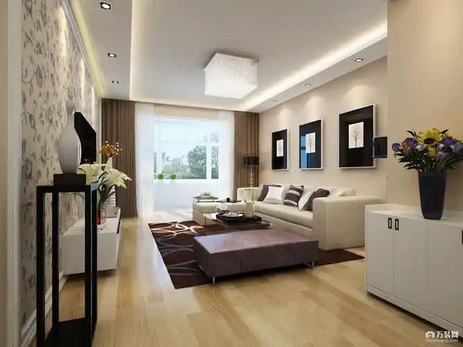 三居室现代简约_万装网装修效果图