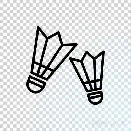 羽毛球平面图标, 矢量, 插图