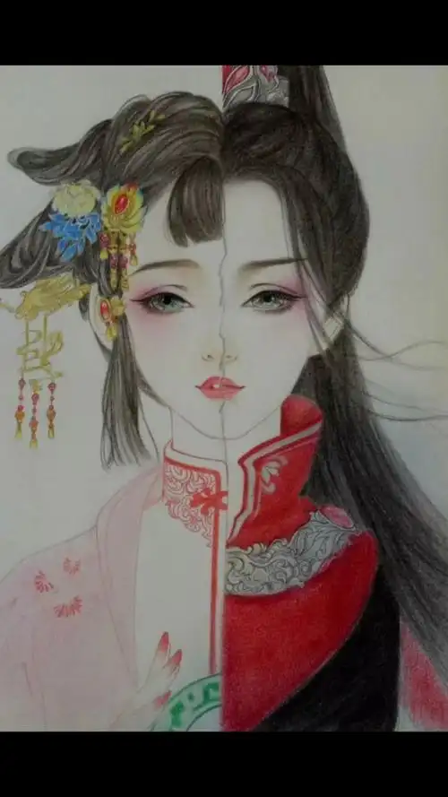古风彩铅画!