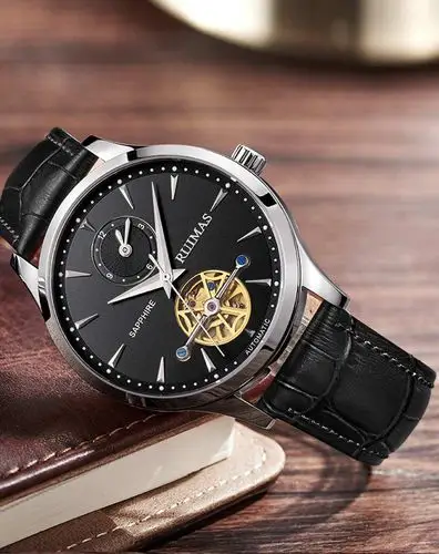 瑞马仕ruimas手表专场 瑞马仕 陀飞轮双显时男士休闲皮带机械表