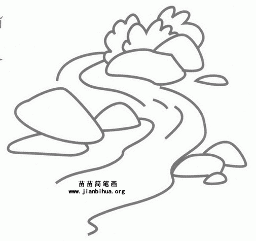 泉水乱花的简笔画
