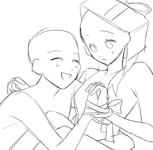 闺蜜互动双人模板#绘画参考##模板