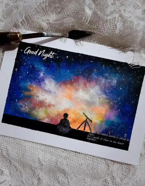 油画棒星空附步骤适合新手