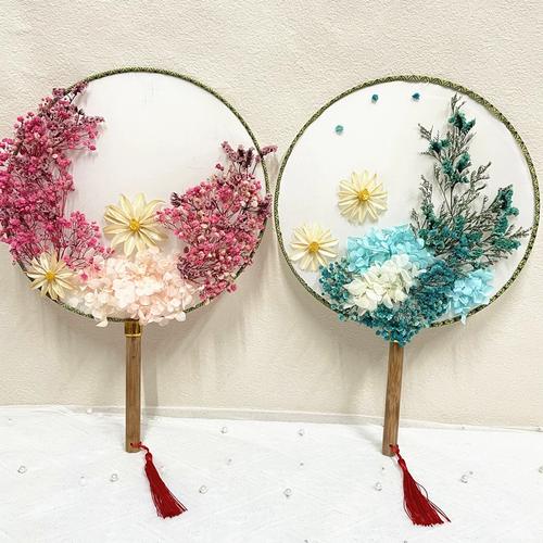 永生花干花d款团扇材料包diy简约贴画礼物团建活动花艺课手工材料