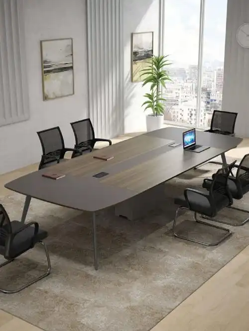 会议桌长桌简约现代办公桌家具长条形桌乌金