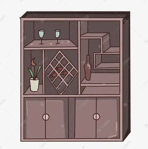 手绘酒柜家具插画