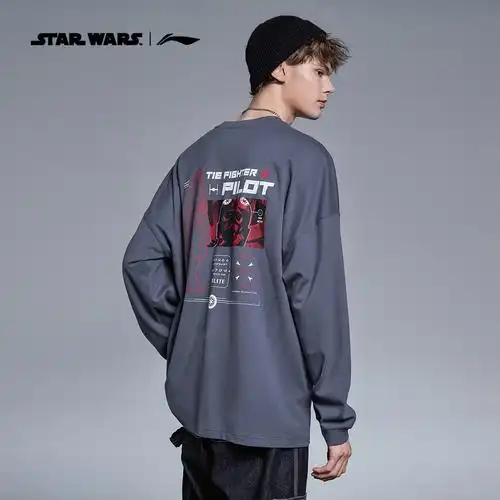 李宁星球大战联名系列2021春季新款圆领宽松内搭运动t恤