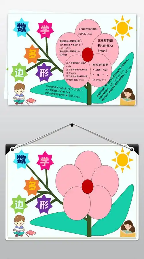 word数学多边形通用手抄报周长面积体积小报模板素材