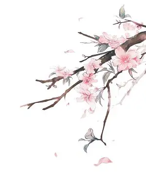 粉色古风水墨梅花树枝腊梅花梅枝png素材