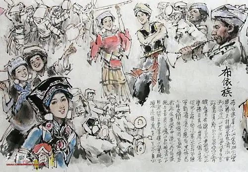 天津著名画家尚金声人物画长卷民族大团结描绘56个民族的风俗风貌