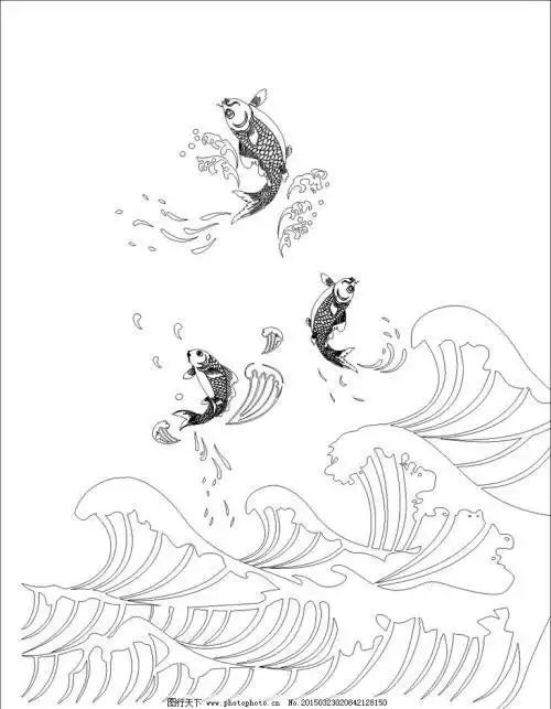 麻哈鱼跳龙门的简笔画