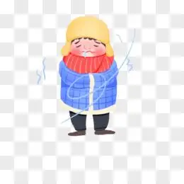 手绘卡通男孩冷发抖素材