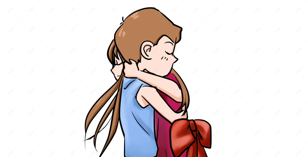 互相拥抱紧紧拥抱的情侣小人