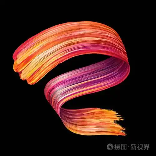 3d渲染抽象红漆涂片飞溅艺术画笔笔触水彩飞溅频谱调色板生动的丝带