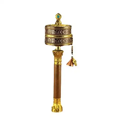 密宗法器藏传合金双层手摇转经轮转经筒10万遍观音心咒大号转经桶