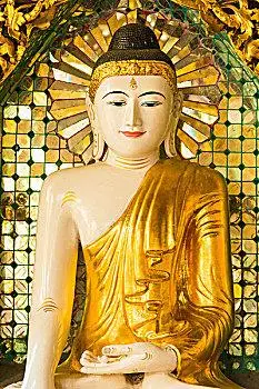 缅甸,仰光,大金塔,佛,反射