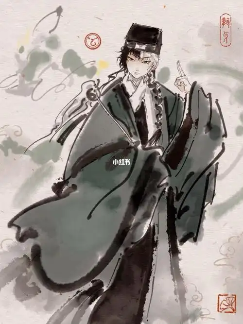 procreate水墨风道士龙牙绘画过程