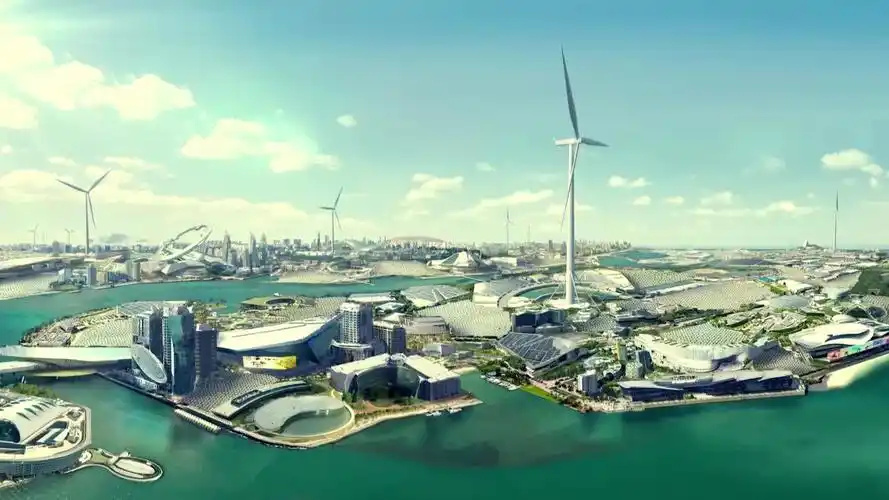 海上未来城市科技建筑未来世界都市风能