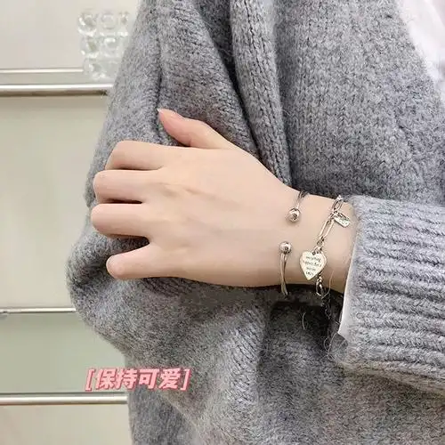 纯银莫比乌斯环手镯女抑郁手环感闺蜜手镯ins小众设计刻字