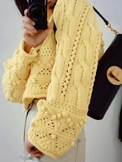 我宣布都去zara买这件新款复古粗棒针毛衣