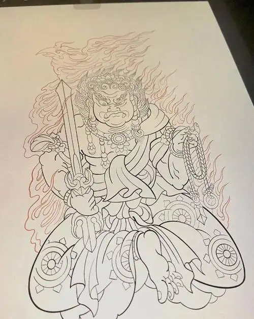 不动明王纹身图片_背部胸部老传统纹身图案