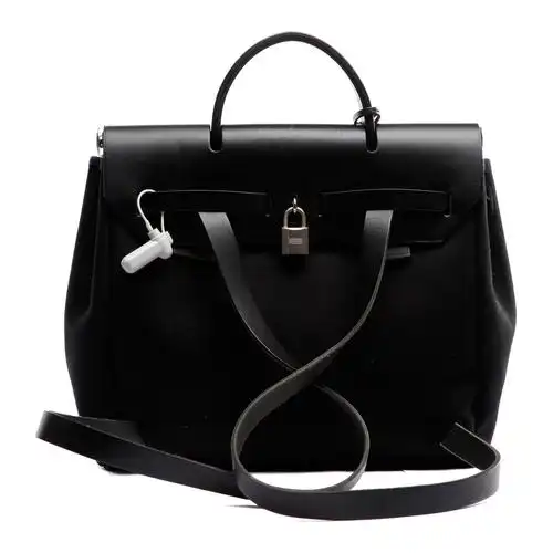 hermes (爱马仕)黑色帆布女士双肩包