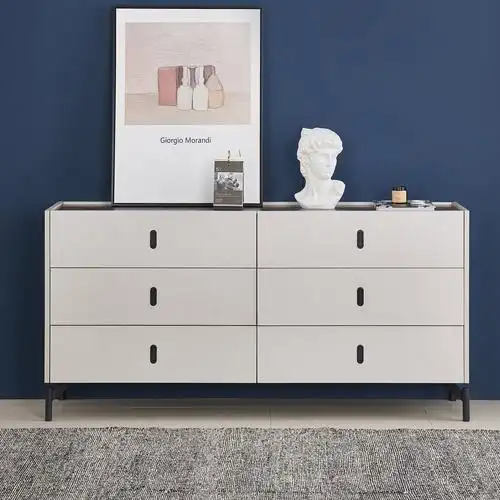 简约现代六斗柜北欧ins风卧室电视柜实木抽屉储物柜客厅玄关柜