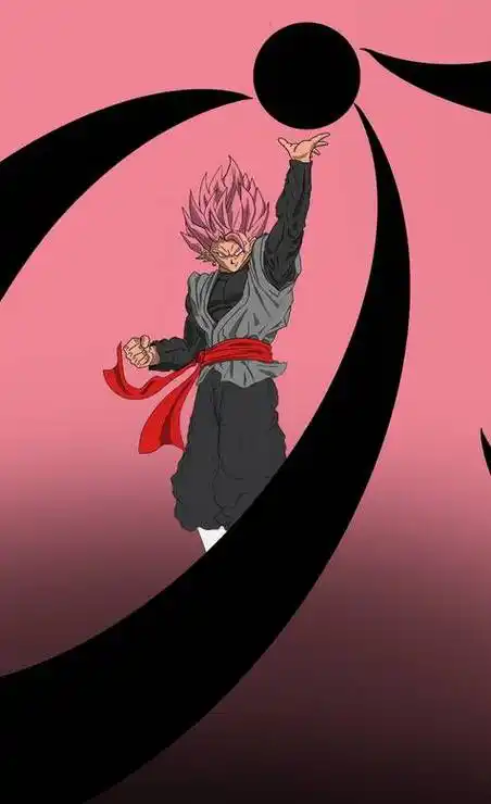 桃红悟空插画,黑色光波龟波气功帅气壁纸