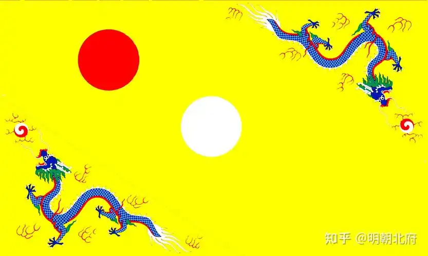 真武军旗(原型中军大纛)国旗及国家党党旗:日月旗(原型王旗太常旗)