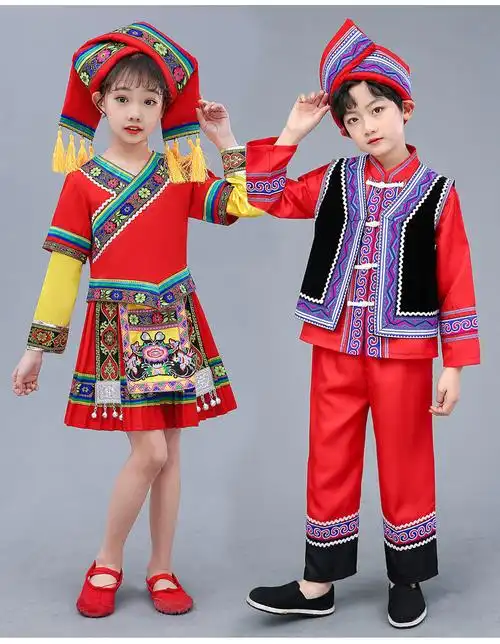 岁岁靓 三月三壮族民族服饰儿童广西壮族三月三服装儿童幼儿园表演