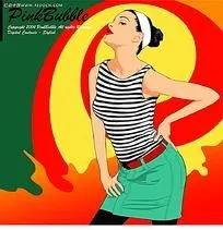 s曲线火辣红唇女插画