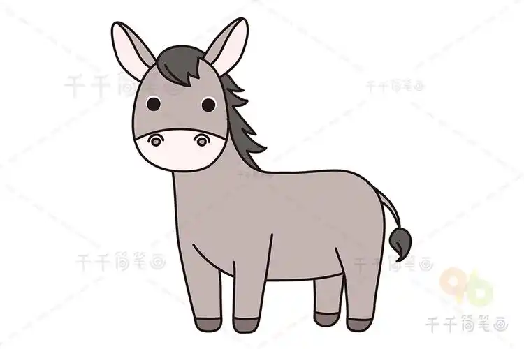 学画小驴简笔画步骤图