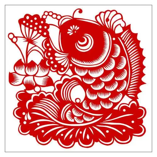 hn39高清刻纸图案素材鱼手工剪纸练习图样黑白复印打印底稿中国风